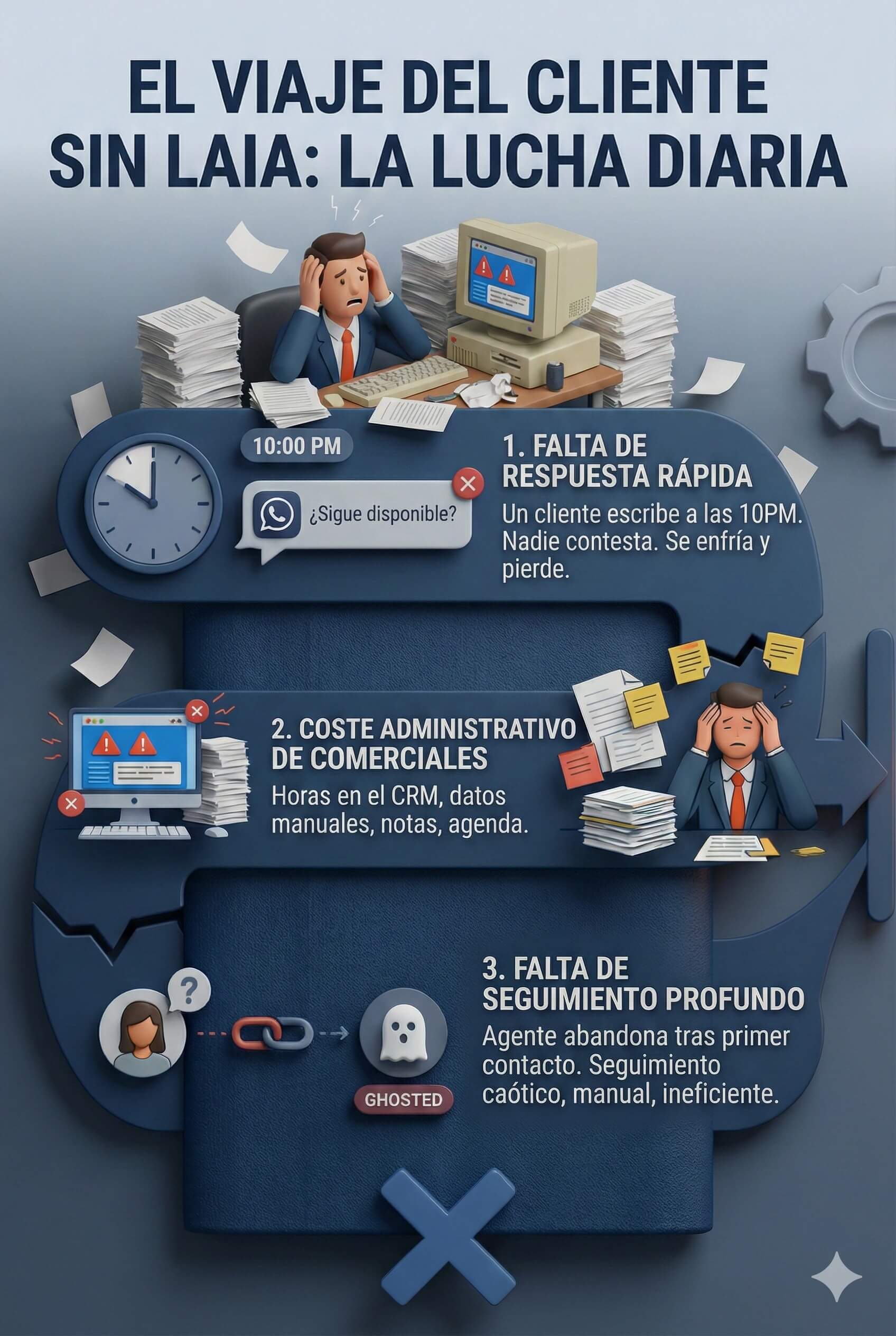 Comparativa: Flujo de clientes sin IA